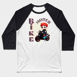 A cute baby boy Chibi style sits on a motorbike. Baseball T-Shirt